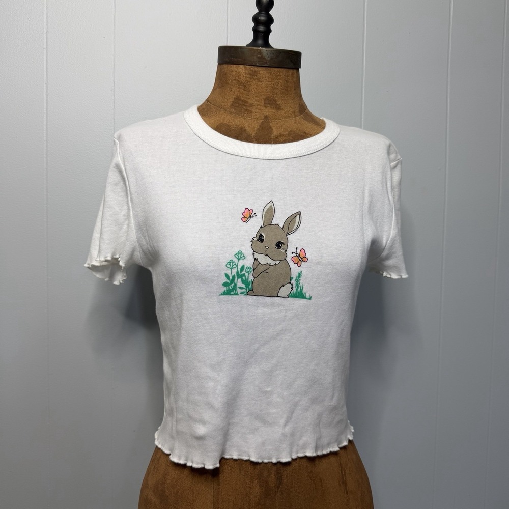 PS/LA Los Angeles California Crop Top Cute Bunny Graphic Size S Y2K Cotton